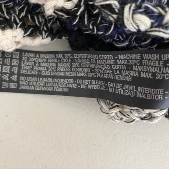 Zara Blue Black Loose Knit Crochet 100% Cotton Beachy Coastal Tank Top Small - Picture 4 of 10